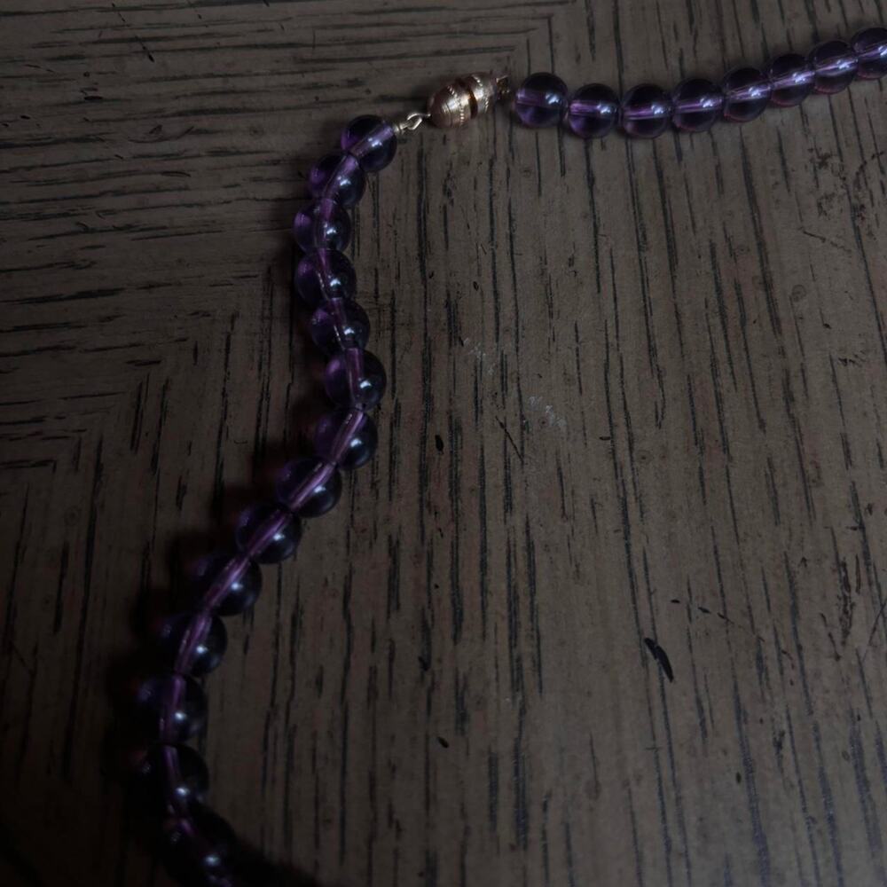 Purple bead necklace with silver